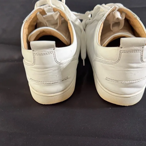 Christian Louboutin Men’s White Leather Sneakers with Iconic Red Soles
